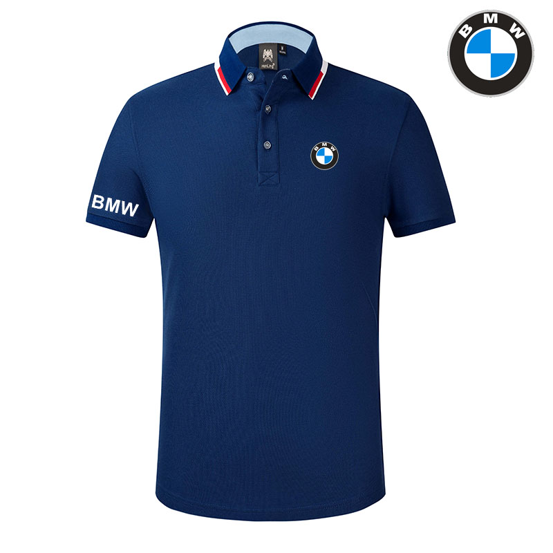 2022 Polo BMW Homme Logo sur la manche Droite Col Contrasté Coton Respirant